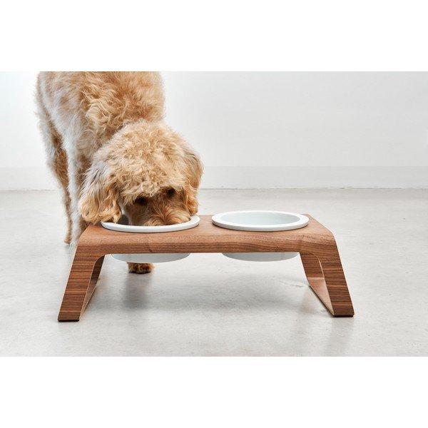 Zestaw misek ze stojakiem dla psów Desco Ash Black Stained M – MiaCara-image-1