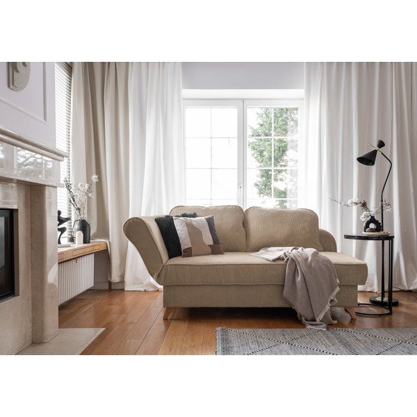 Szarobrązowy sztruksowy szezlong (lewostronny) Chic Charlotte – Miuform-image-4