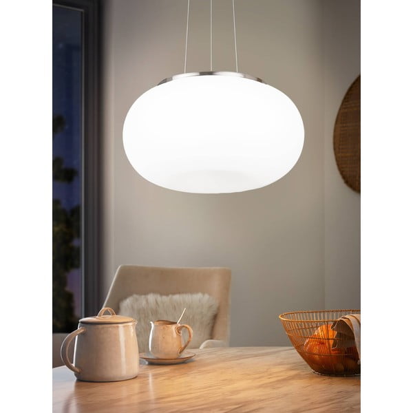 Lampa wisząca w biało-srebrnym kolorze ze szklanym kloszem ø 44,5 cm OPTICA – EGLO-image-2