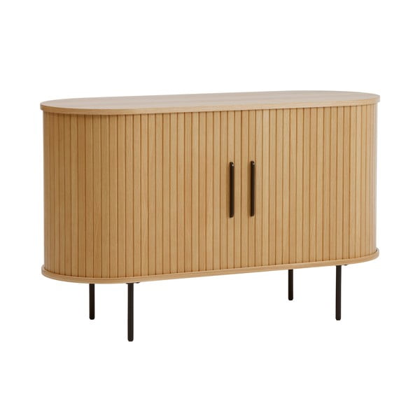 Komoda w dekorze dębu z drzwiami przesuwnymi w naturalnym kolorze 120x76x45 cm Nola – Unique Furniture-image-4