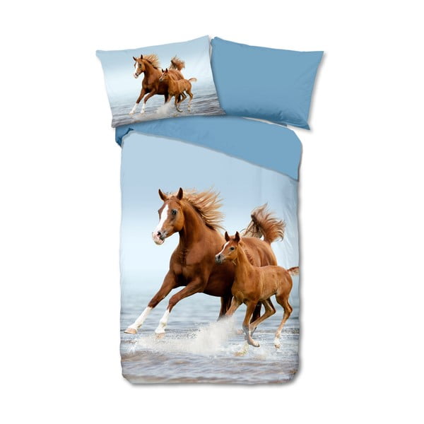 Niebieska bawełniana pościel dziecięca jednoosobowa 140x200 cm Free – Good Morning