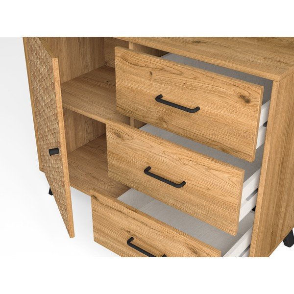 Niska komoda w dekorze dębu 92x81 cm Malaca – Marckeric-image-1