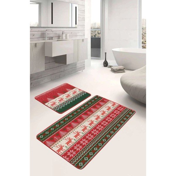 Aksamitne dywaniki łazienkowe zestaw 2 szt. 60x100 cm Merry Christmas – Mila Home-image-1