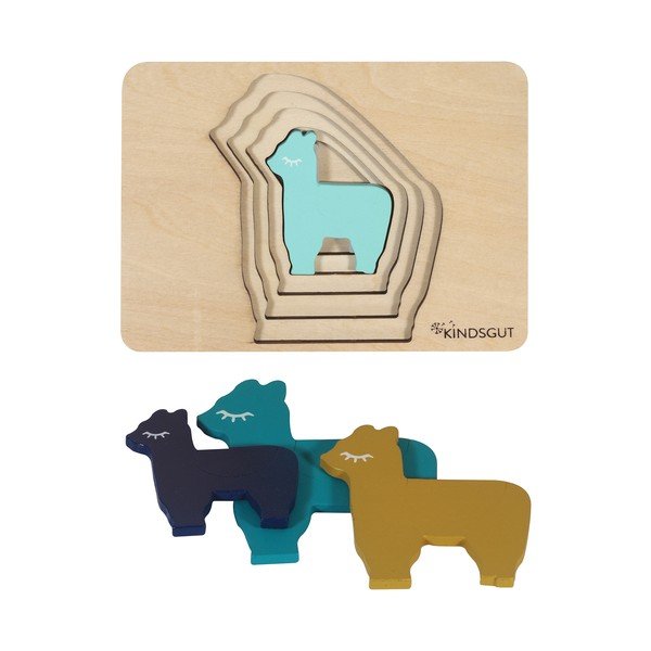 Dziecięce drewniane puzzle Kindsgut Lama-image-3