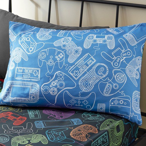 Czarna pościel dziecięca jednoosobowa 135x200 cm Power Up Gamer – Catherine Lansfield-image-3
