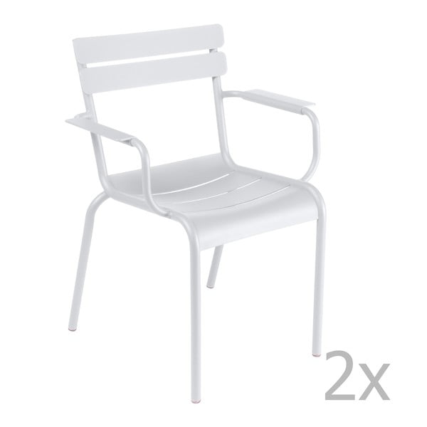 Zestaw 2 białych krzeseł z podłokietnikami Fermob Luxembourg