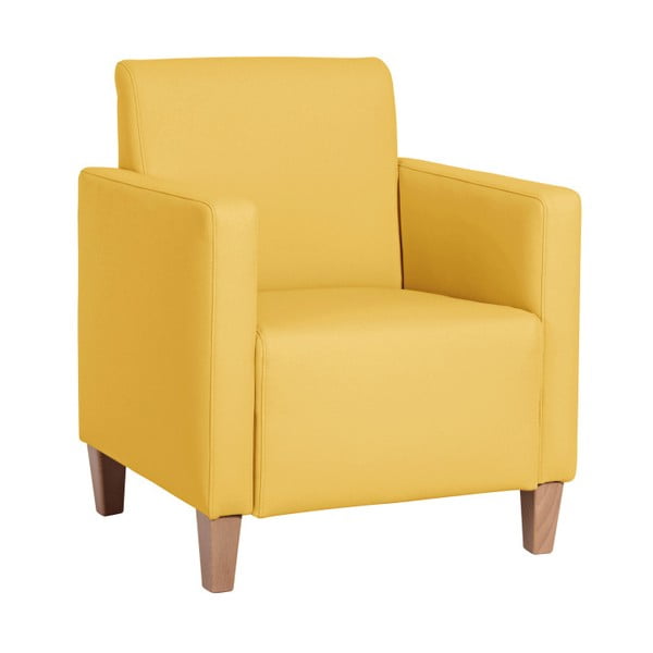 Żółty fotel z imitacji skóry Max Winzer Milla Leather Corn