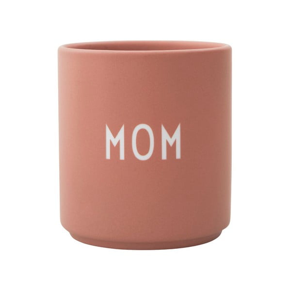 Różowy/beżowy porcelanowy kubek 300 ml Mom – Design Letters