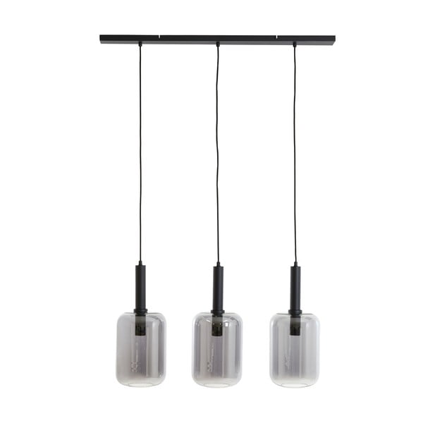 Czarna lampa sufitowa z szklanym kloszem 100x22 cm Lekar – Light & Living-image-3