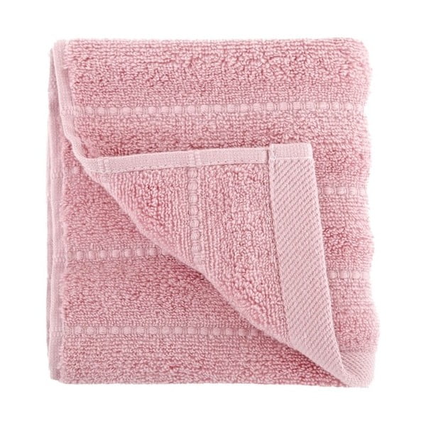 Jasnoróżowy ręcznik z czesanej bawełny Pierre, 30x50 cm