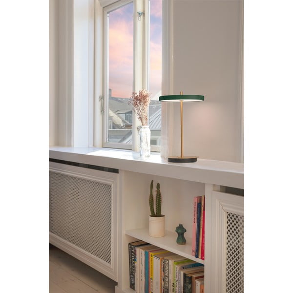 Zielona lampa stołowa LED ze ściemniaczem i metalowym kloszem (wysokość 31 cm) Asteria Move – UMAGE-image-3