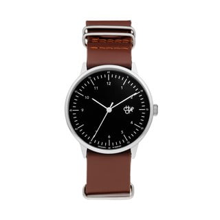 Zegarek z brązowym paskiem i czarnym cyferblatem CHPO Harold
