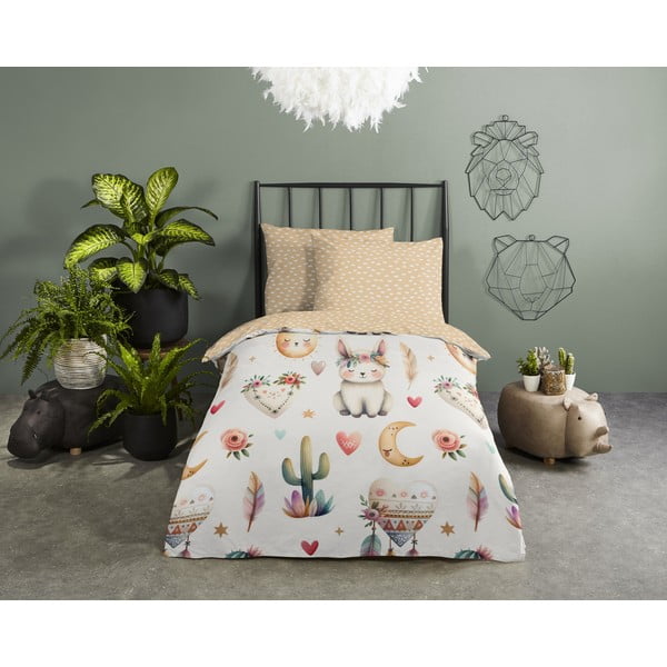 Beżowa bawełniana pościel dziecięca jednoosobowa 140x200 cm Luz – Good Morning-image-1