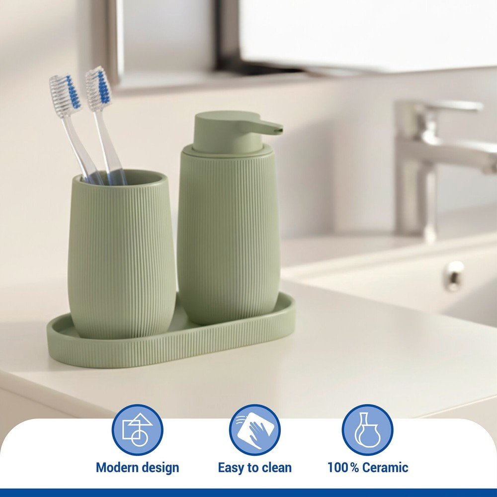 Zielony organizer łazienkowy ceramiczny Fablo – Wenko (zdjęcie 6)