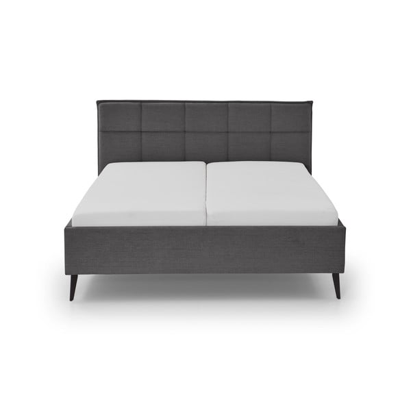 Antracytowe tapicerowane łóżko dwuosobowe ze schowkiem ze stelażem 180x200 cm Paulo – Meise Möbel-image-3