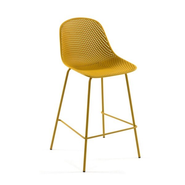 Metalowy/plastikowy hoker ogrodowy w kolorze ochry Quinby – Kave Home