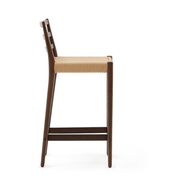 Brązowo-naturalny hoker z litego drewna dębowego (wysokość siedziska 70 cm) Analy – Kave Home-image-3