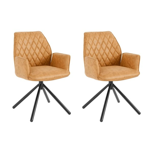 Żółte tapicerowane fotele jadalniane zestaw 2 szt. Preston – Støraa-image-3