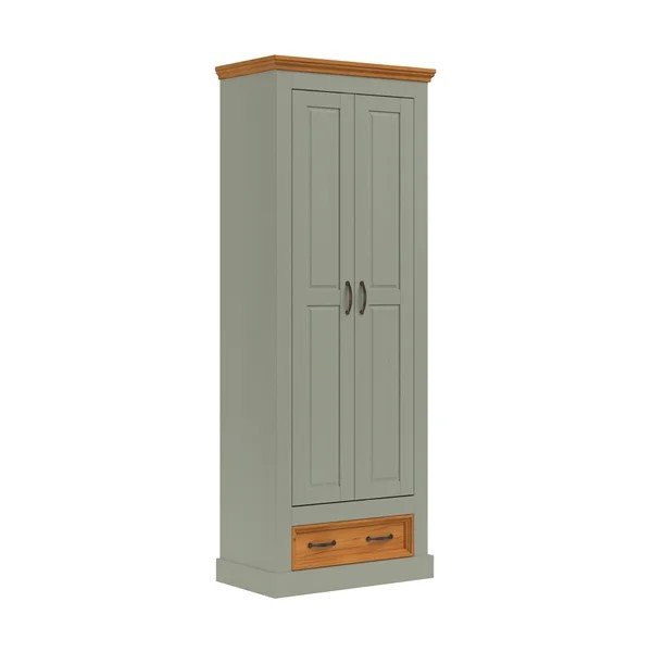 Zielona/w jasnym naturalnym kolorze szafa z litego drewna sosnowego 70x185x40 cm Selma – Støraa-image-4