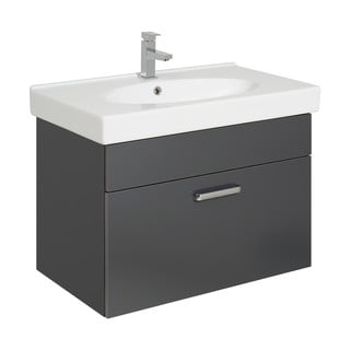 Ciemnoszara wisząca szafka z umywalką bez baterii 80x57 cm Set 311 – Pelipal