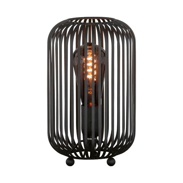 Czarna lampa stołowa z metalowym kloszem (wysokość 25 cm) Cage – Fischer & Honsel