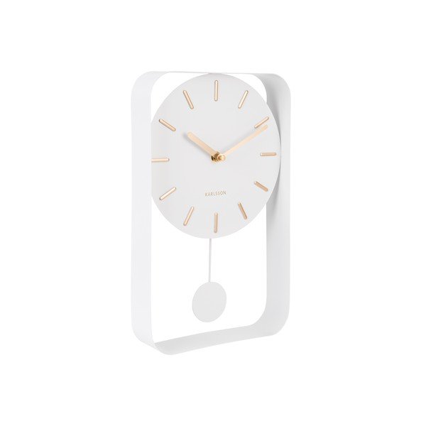 Biały zegar ścienny z wahadłem Karlsson Charm, wys. 32,5 cm-image-2