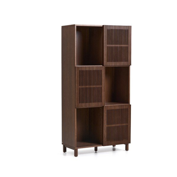 Ciemnobrązowy regał w dekorze orzecha z drzwiami przesuwnymi 84,5x170x42,5 cm Beyla – Kave Home-image-4