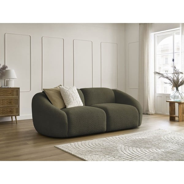 Zielona sofa z materiału bouclé 230 cm Tina – Bobochic Paris-image-1