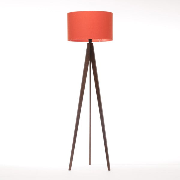 Czerwona lampa stojąca Artist, brązowa lakierowana brzoza, 150 cm