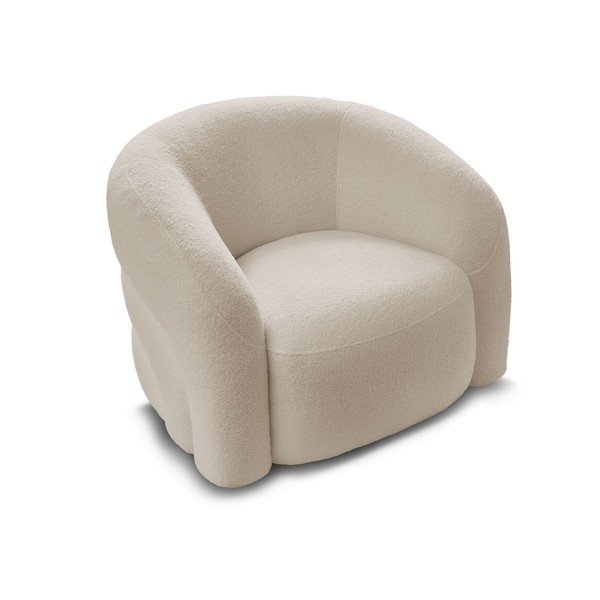 Beżowy obrotowy fotel z materiału bouclé Elina – Bobochic Paris-image-3