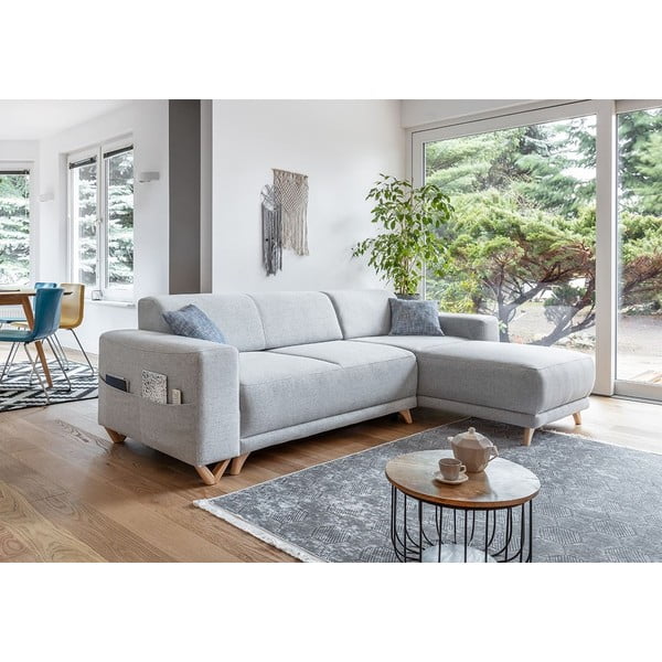 Jasnoszary rozkładany/ze schowkiem narożnik Classy Sophie – Miuform-image-3