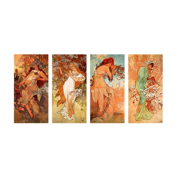 Reprodukcja obrazu Alfonsa Muchy – Pory Roku, 80x40 cm