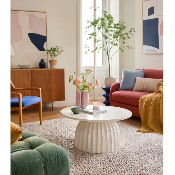 Metalowy okrągły stolik ø 70 cm Veglia – Light & Living-image-3