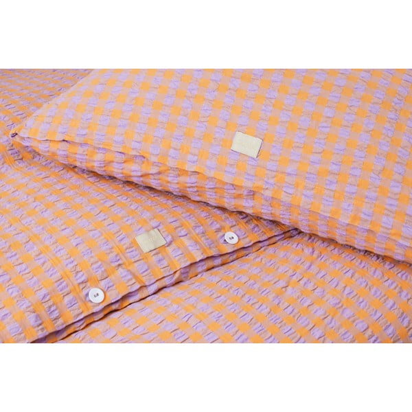 Pomarańczowo-lawendowa pościel jednoosobowa z kory 140x200 cm Bæk&Bølge – JUNA-image-4