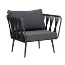 Czarny metalowy/tapicerowany fotel ogrodowy Pavone – Bloomingville