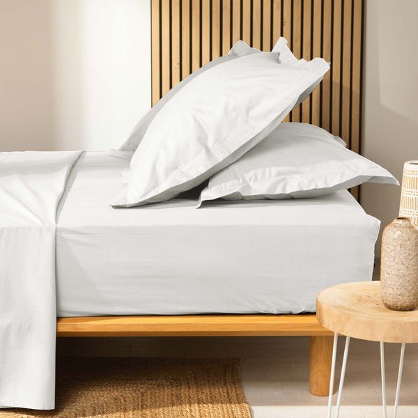 Białe prześcieradło z bawełny organicznej z gumką 140x190 cm Biolina – douceur d'intérieur-image-2