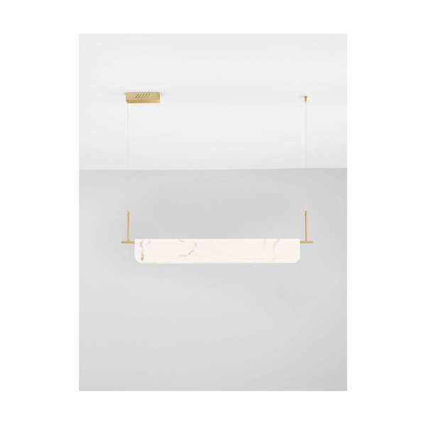 Kremowa/w kolorze mosiądzu lampa wisząca LED w dekorze marmuru ze ściemniaczem Aider – Nova Luce-image-3