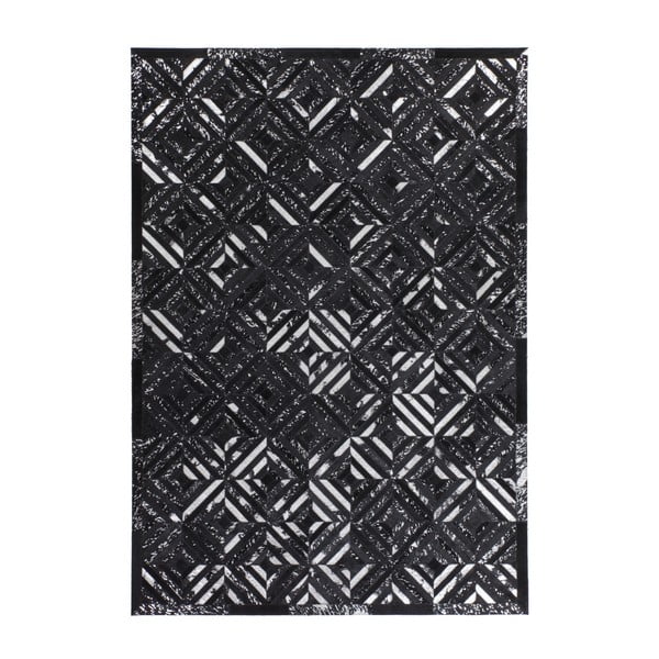 Srebrno-czarny skórzany dywan Daz, 80x150cm