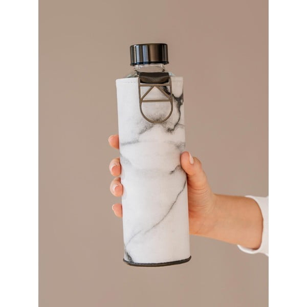 Czarno-biała butelka ze szkła borokszemowego z pokrowcem ze sztucznej skóry Equa Mismatch Stone, 750 ml-image-1