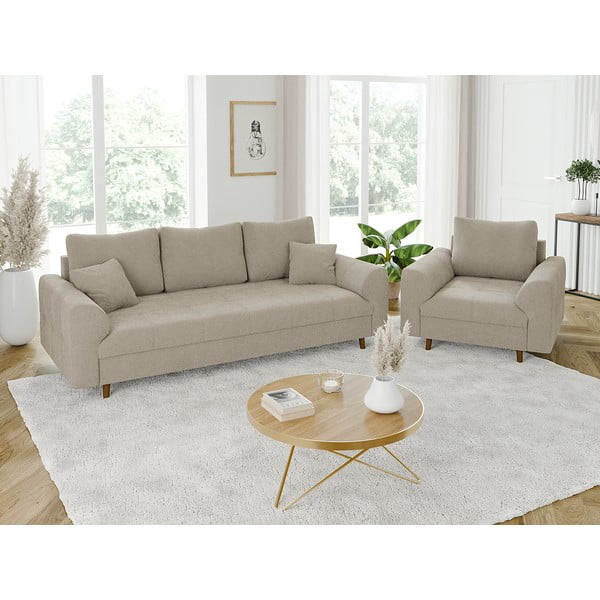 Beżowa sofa z materiału bouclé 210 cm Ariella – Ropez-image-4