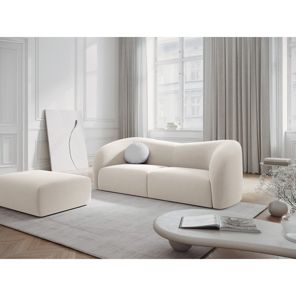 Biała aksamitna sofa 197 cm Santi – Interieurs 86-image-1