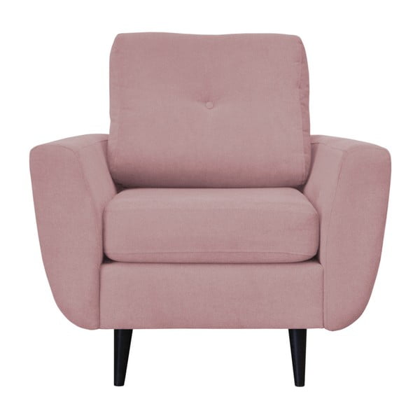 Różowy fotel z ciemnymi nogami Mazzini Sofas Cedar