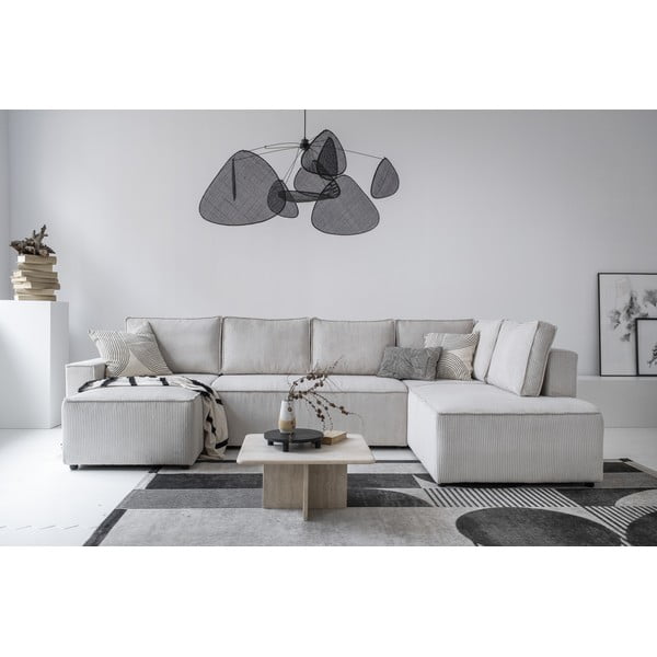 Biały sztruksowy rozkładany narożnik (prawostronny/w kształcie litery U) Brave Dave – Miuform-image-1