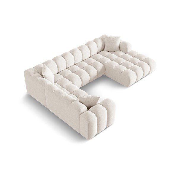 Kremowy narożnik z tkaniny szenilowej (lewostronny/w kształcie litery U) Treno – Cosmopolitan Design-image-2