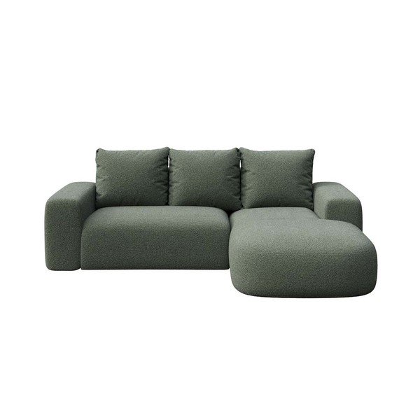 Zielony narożnik z materiału bouclé (prawostronny/z szezlongiem) Monce – Rodier