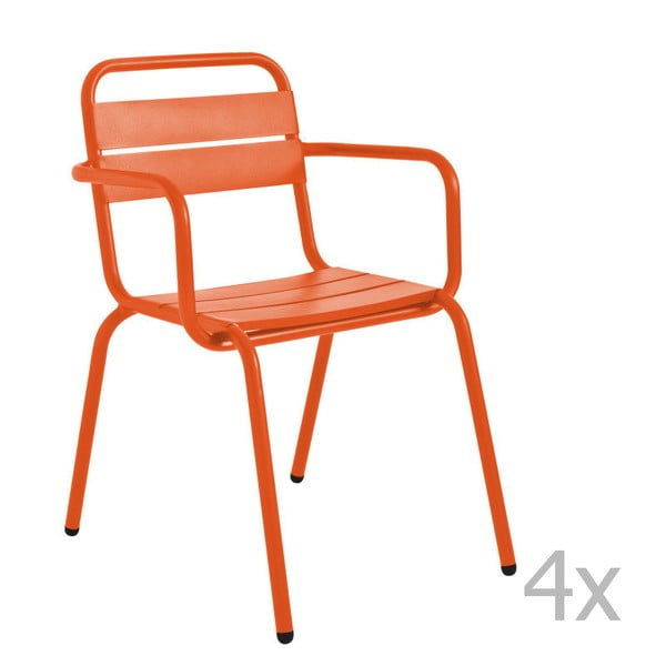 Zestaw 4 pomarańczowych krzeseł ogrodowych Isimar Barceloneta