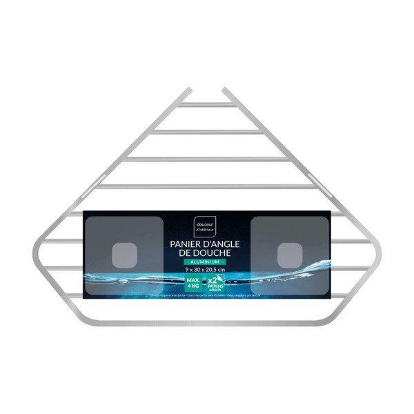 Aluminiowa narożna półka łazienkowa w kolorze srebra z połyskiem bez wiercenia Filaire Aluminium – douceur d'intérieur-image-2