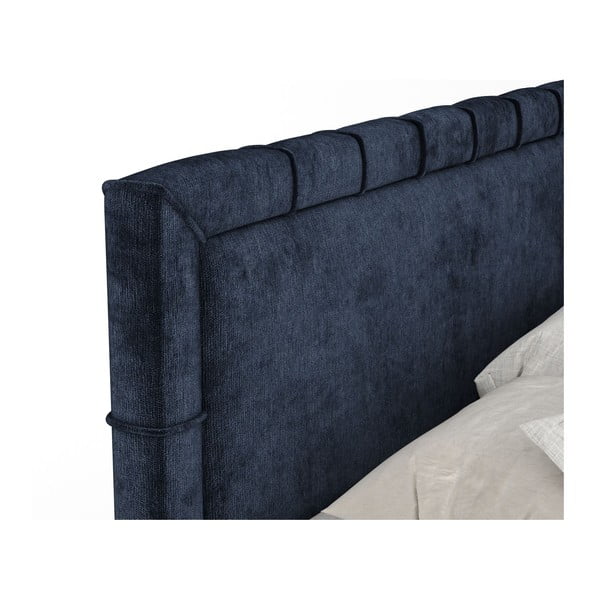 Ciemnoniebieskie łóżko boxspring ze schowkiem 160x200 cm Voyage – Maison de Rêve-image-3