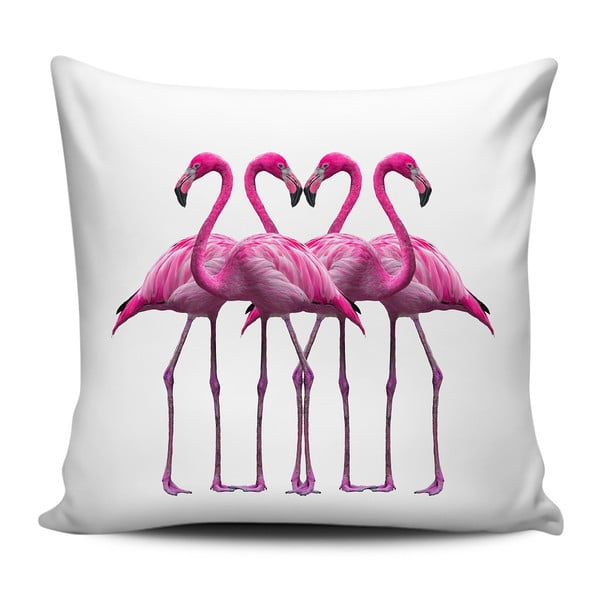 Różowo-biała poduszka Home de Bleu Pink Flamingo Friends, 43x43 cm