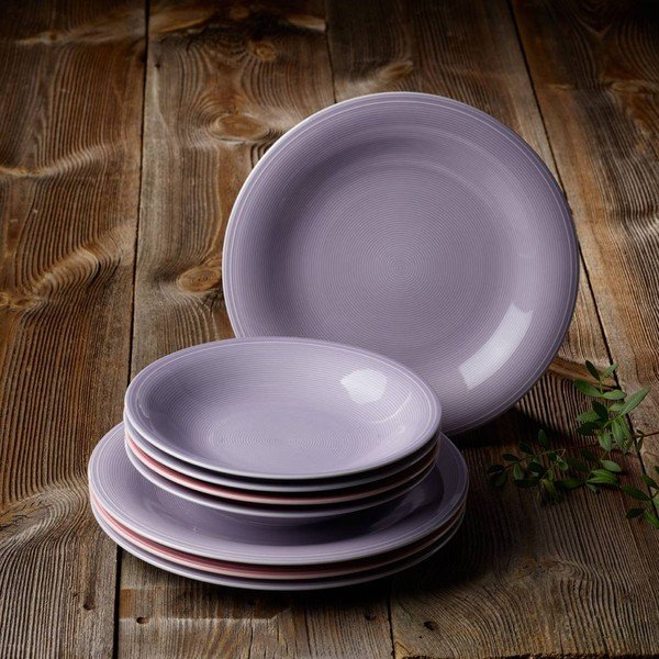 Fioletowy porcelanowy talerz głeboki Like by Villeroy & Boch Group, 23,5 cm-image-1